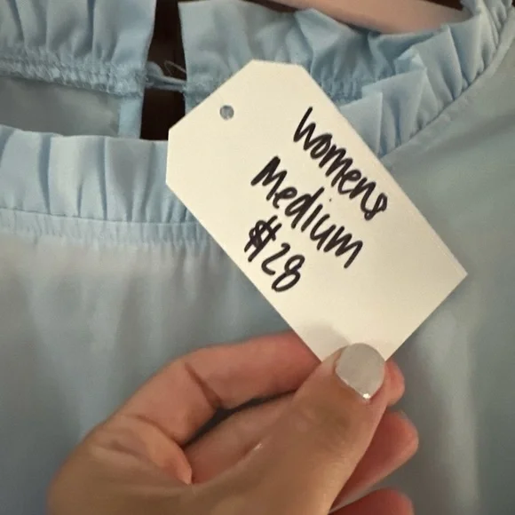 Light Blue Ruffled Sleeve Top - Picture 2 of 2